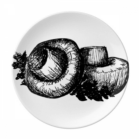 

Realistic Mushroom Line Illustration Pattern Plate Decorative Porcelain Salver Tableware Dinner Dish