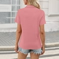 thumbnail image 3 of Women's Short Sleeve V Neck T-Shirts Fitted Collared Polos for Work Golf Shirts Casual Loose Tees Tops Watermelon Red 2XL, 3 of 4