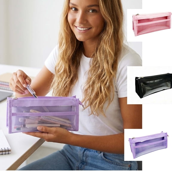 Under $1 Pencil Case, Ins Style Multifunctional 5-Layer Transparent Pen Bag, Large Capacity Stationery Organizer for College by PALIFEUR