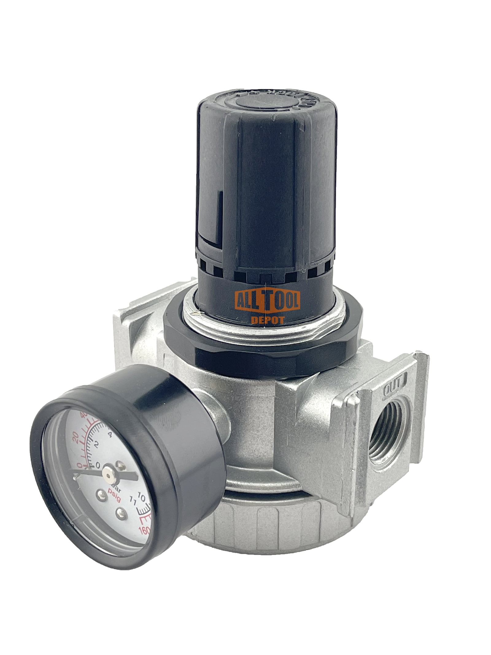 3/8” NPT MID FLOW InLine Compressed Air Pressure Regulator For Air Compressor, 7 To 150 PSI