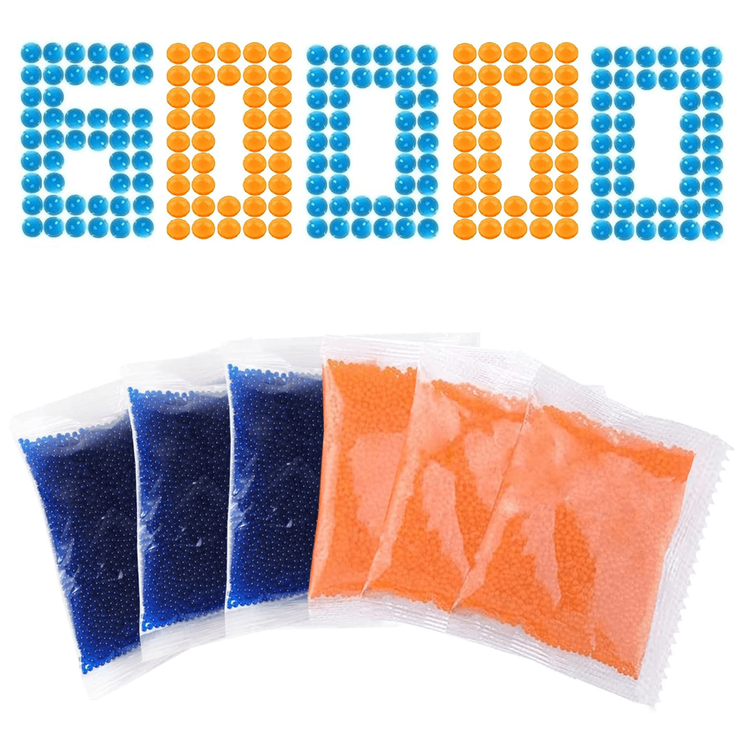 Adofi Water Balls Beads Refill Ammo (7-8 mm, 6 Pack, 10000 Pieces Per Pack),Gel Splater Ball Blaster Bullets Made of Non-Toxic Eco Friendly Water Ball Compatible with Gel Ball Blaster Toy