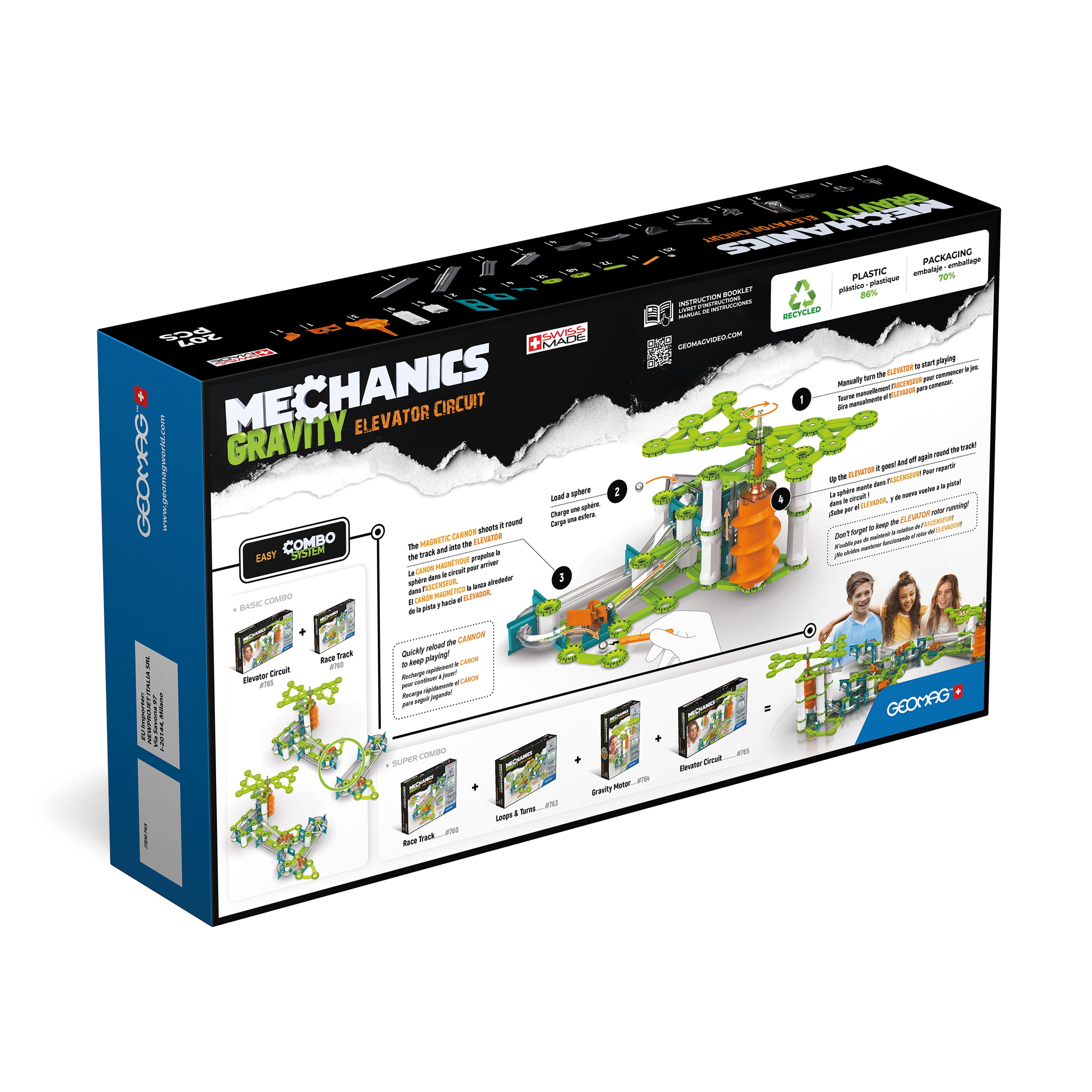 Geomag - Mechanics Gravity Elevator Circuit Recycled 207 pcs
