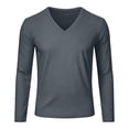 thumbnail image 4 of Kosheko Men's V-Neck Mesh Breathable Long-Sleeve Tee, Moisture Wicking Quick-Dry Fabric for gym practices Gray XXXXL, 4 of 9