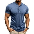 thumbnail image 1 of Ceisia Men's Fall/Winter Gift Casual Solid Color Button-Up Round/Crew Neck Short Sleeve Top - Comfortable Daily Outdoor Wear, 1 of 8
