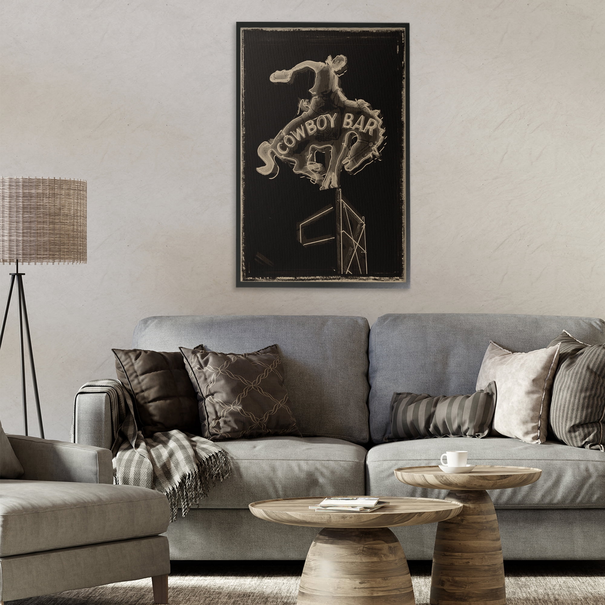 Stupell Industries Cowboy Bar on Black Black Framed Giclee Art, design by Grotto Studios