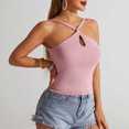 thumbnail image 4 of UPPADA Womens Criss Cross Halter Tank Tops Eyelet Cute Tops Summer Sleeveless Pullover Tops Casual Lightweight V Neck Knit Tank Top,Tank Top for Women Pack Ribbed Pink,S, 4 of 8