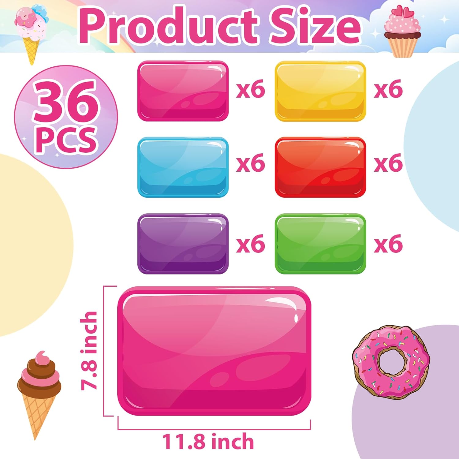Colorful PVC Floor Stickers Donuts Line up Stickers for Classroom Hallway Runner Rug Party Decor Donut Theme Decorations