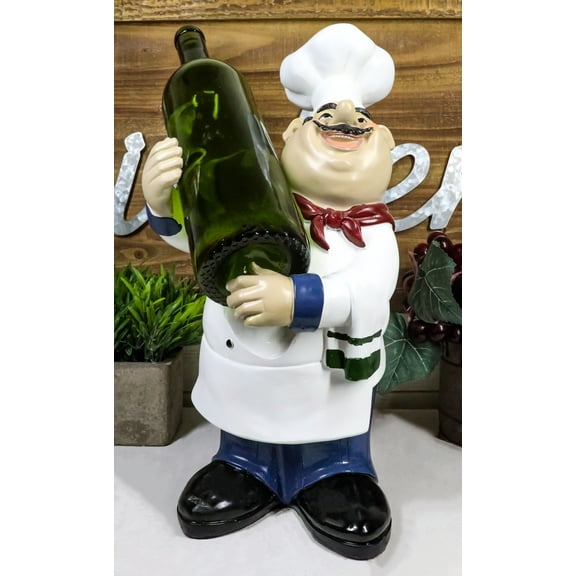 Ebros Large Chef Bistro Cook Hugging Bottle Wine Holder Figurine Kitchen Decor