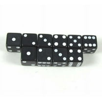 Black Opaque Dice with White Pips D6 8mm (5/16in) Pack of 10 Koplow Games
