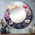 thumbnail image 1 of Designart "Purple Dreamy Flowers VII" Abstract Botanicals Purple Large Round Mirror - Round Mirror Wall Décor - Cottage Round Printed Mirror 23" x 23" Inch, 1 of 5