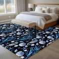 thumbnail image 5 of Summer Ocean Washable Living Room Rugs 5'x8', Seahorse Shell Starfish Black Background Low Pile Throw Large Area Rug Non-Slip Sturdy Edge Binding Carpet for Living Room Kitchen Office, 5 of 9