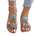 thumbnail image 1 of KAMUCC Women's Sandals with Wedge Design High Heel Rhinestone Bands and Elastic Strap Versatile for Outdoor and Beach, 1 of 5