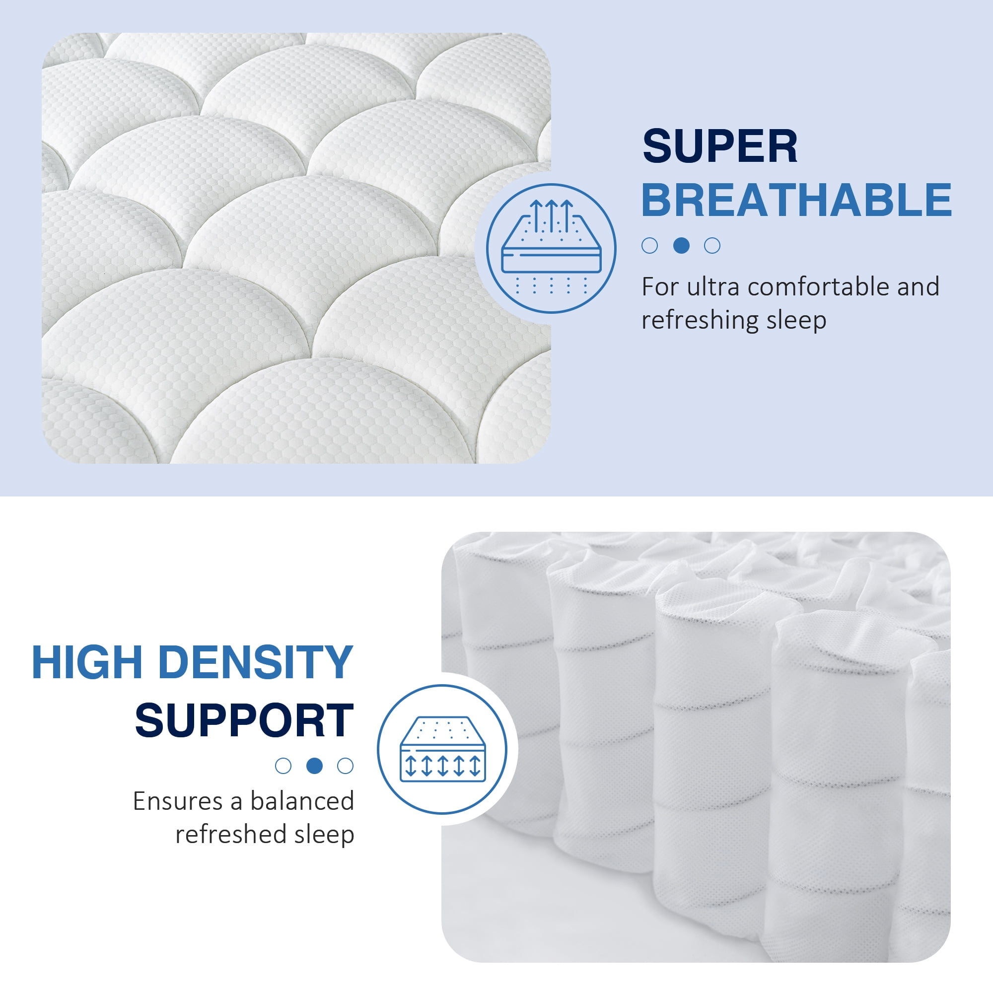 Queen Rose 12' 'Twin Medium Hybrid Mattress, With Pocket Spring , Bed in-a-Box