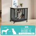 thumbnail image 3 of MEDEHOO Indoor Dog Crate Furniture, Movable Dog Kennel Side End Table with Wheels for Small Medium Large Dogs with Cushion, Tray, Wire, Rustic Brown(M), 3 of 6