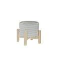 thumbnail image 1 of Sagebrook Home 6" Ceramic Tribal Planter W/ Wood Stand, Beige, 1 of 1