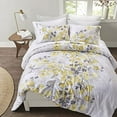 thumbnail image 1 of Comfort Spaces Bed in A Bag - Trendy Casual Design Cozy Comforter with Complete Sheet Set with Side Pocket, All Season Cover, Matching Shams, Queen, Nina, Leaf Yellow/Grey 9 Piece, 1 of 12