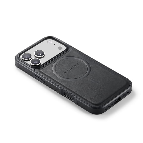 Allytechgroup PU Leather Case for Apple iPhone 17 Pro Max, iPhone 17 Pro Max Cover for Women Men, Compatible with Magsafe Anti-Scratch Retro Classic Shockproof Non-Slip Phone Case, Black