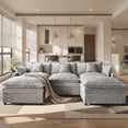 thumbnail image 3 of Ovios 108" Modular Sectional Sofa U-Shaped Cloud Couch with 2 Ottomans, Comfy Living Room Furniture, Chenille, Gray, 3 of 10