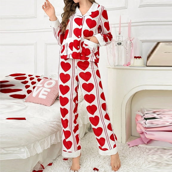 Vibrex Plus Size Pajama Sets for Women,Women’s Fashion V-Neck Pocket Print Long Sleeves Trousers Pajama Sets Pajamas Set Oversized 2 Piece Outfits