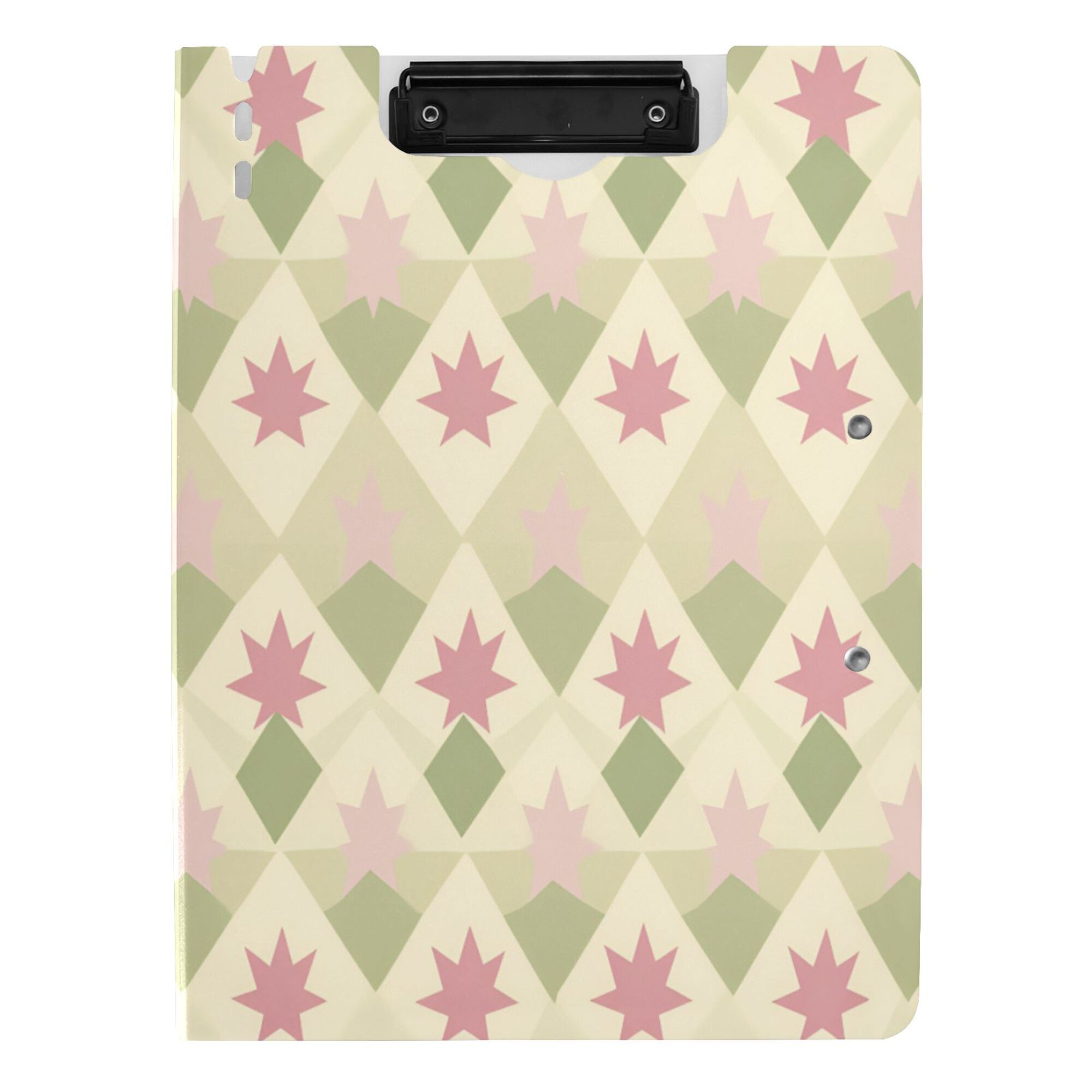 FORMRS A4 Clipboard Folder with Pen Holder Horizontal Foldable School Office Binder, Pastel Green Geometric