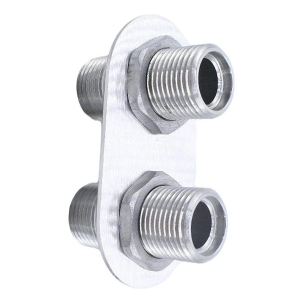 Mamparo de aire acondicionado, aleación de aluminio universal para automóvil / modificación Interfaz de mamparo de calentador de 2 puertos Conector de Plata Macarena Bulkhead de aire acondicionado