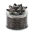 thumbnail image 2 of Round Lotus Storage Box, Smoke Black Crystal and Metal Jewelry Storage Beautiful Shimmering Organizer for Jewelry, 2 of 10