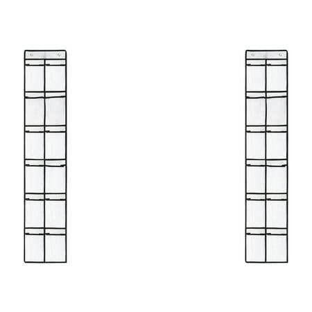 2 Pack Transparent Over The Door Organizer with 12 Large Pockets Hanging Storage Bag for Closet Door Multi-Use Organizer for Shoes Clothes Compact Space-Saving