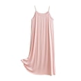 thumbnail image 2 of Asxite Plus Size Womens Pajamas Loose Spaghetti Strap Crew Neck Solid Short Sleep Dress, 2 of 7