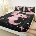 thumbnail image 4 of Feelyou 3D Kawaii Axolotl Twin Sheet Sets for Child, Black Pink Cartoon Twin Fitted Sheet, Cherry Blossoms Flat Sheet, Super Cozy Room Decor, 3 Pieces, 4 of 8