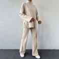 thumbnail image 4 of UAMVSH Women's 2 Piece Sweatsuit Outfits Oversized Long Sleeve Turtleneck Knitted Pullover Sweater and Wide Leg Pants Tracksuit Sets(SmallBeige), 4 of 7