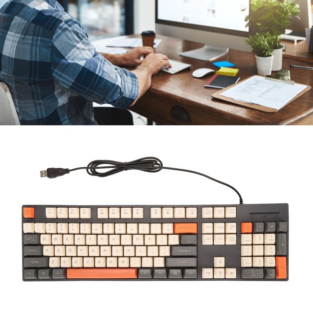 Clavier de Jeu Mécanique, Clavier d'Ordinateur Filaire USB à 104 Touches, Prêt à l'Emploi, Clavier Compact pour XP 7 8 10 11 pour OS X