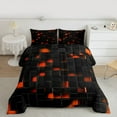 thumbnail image 2 of Homewish Futuristic Abstract Teens Queen Comforter Set, Orange Stereoscopic Square Bedding Sets, Modern Fashion Style Reversible Bedding Comforter Set, Luxury Bedroom Decor, 3 Pieces, 2 of 8