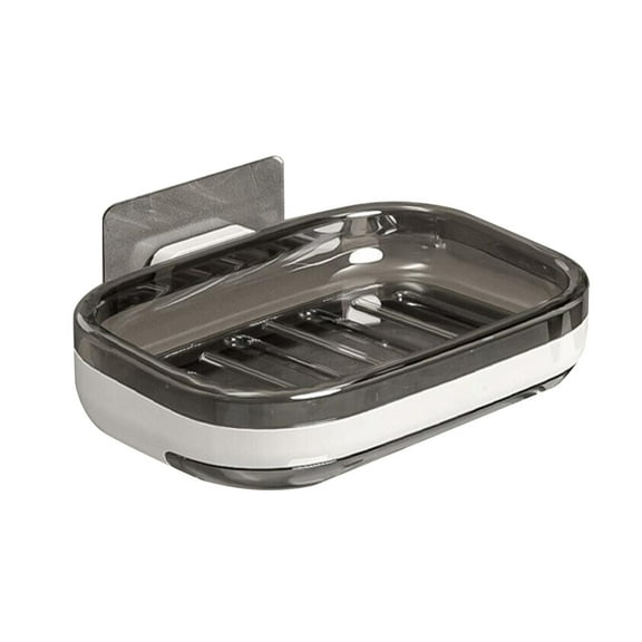 Soap Dish Holder for Shower Suction Cup Wall Mounted Self Draining NO-Drilling Removable Bar Soap Sponge Holder for Bathroom Bathtub Kitchen Sink, Black, 5.27x3.74x1.29"