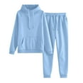 thumbnail image 2 of Lounge Sets for Women 2 Piece Fall Causal Travel Sweatsuits Comfy Matching Sets Hoodie Sweatpants with Pockets Light Blue 2XL, 2 of 6