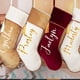 thumbnail image 2 of Medias navideñas en blanco de terciopelo de Color sólido de alta calidad, medias navideñas personalizadas con monograma y borla, 2 of 4