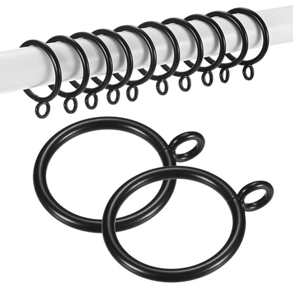 Uxcell 20-Pack Curtain Ring with Eyelet 1.25 Inch ID Fits Up to 1 Inch Curtain Rod Black Metal Drapery Rings