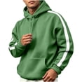 thumbnail image 6 of Fengqque Men's Contrast Side Stripe Hooded Sweatshirt Long Sleeve Pullover Hoodie Loose Fit Casual Athletic Outerwear with Drawstring & Kangaroo Pocket Green 2XL, 6 of 6