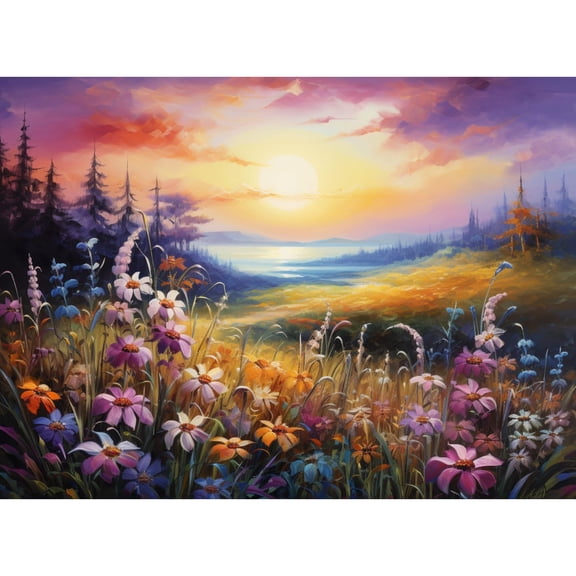 Color Wild Flowers on Grass DIY 5D Diamond Art Painting by Number Kits for Adults Paint with Round Full Drill Diamond Gems Painting Art Craft for Home Wall Decor 11.8x15.8in(1)
