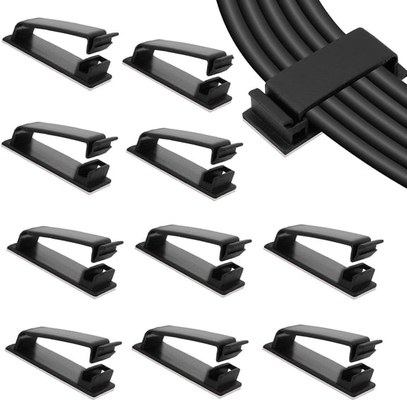 50 Pcs Cable Clips,Self Adhesive Cable Management Clips, Adhesive Wire Clips,Cable Organizers Cord Holder for TV Ethernet Cable Under Desk Home Office (Black)