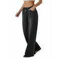 thumbnail image 2 of Female Denim High Waist Pocket Wide Leg Jeans Black XXXL, 2 of 7