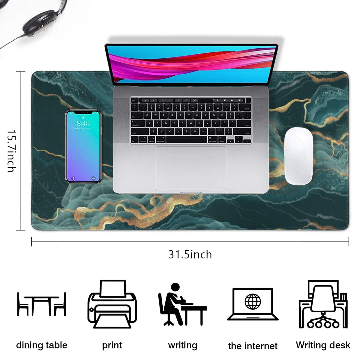 Gaming Mouse Pad, Desk Pad with Non-Slip Base Extended Large Mouse Pad XXL Keyboard Mouse Pad Desk Mat On Top of Desks for Work, Game, Office, Home - Japanese Cherry Blossom (31.5x15.7 in)