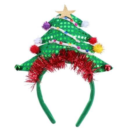 HOMEMAXS Christmas Tree Sparkly Headbands Light Up Headdress Headwear Xmas Hair