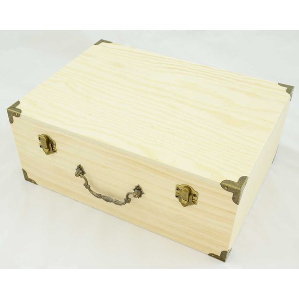 1 Pc, Medium Wood Trunk Box 10.5" X 7.25" X 4" For Art & Craft Project
