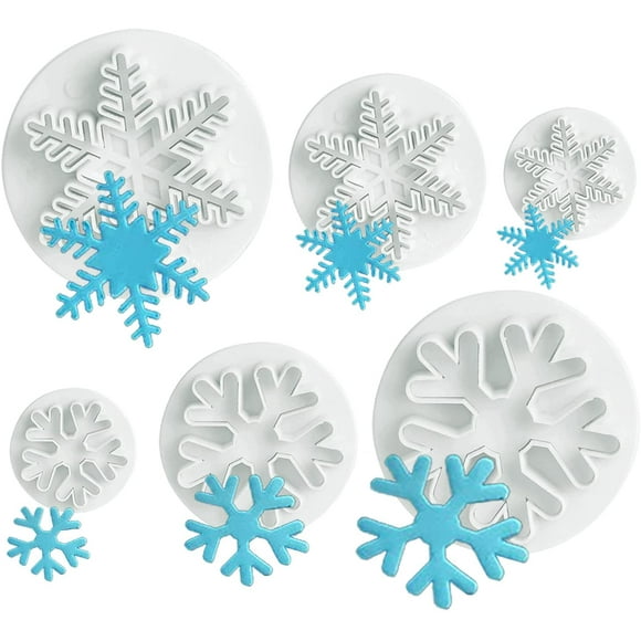 6pcs Snowflake Cookie Molds Decorative Fondant Embossing Tools Christmas Cookie Molds Snowflake Plunger Cake Molds Classic Practical Pieces Snowflake Cookie Molds Decorative Fondant Embossing Too
