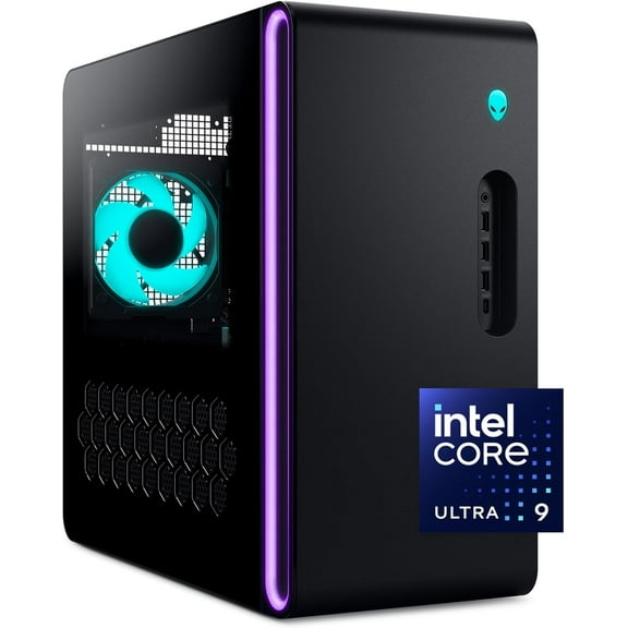 Alienware Aurora Gaming Desktop ACT1250 - Intel Core Ultra 9 285 Processor, Liquid Cooled, NVIDIA GeForce RTX 5080, 32GB DDR5 RAM, 1TB SSD, 1000W Platinum Rated PSU, Win 11 Home - Clear Panel