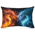 thumbnail image 2 of Fire and Ice Dragon Plush Pillowcase, Luxury Soft King Pillow Case for Hair and Skin, Standard Size Pillow Covers with Zipper Closure, 20x30in Home Decor Gifts, 2 of 7