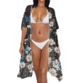thumbnail image 3 of HELLHERO High Quality Fabrics Long Kimono Swimsuit Cover Up for Summer Breathable Loose Butterfly Daisy, 3 of 6