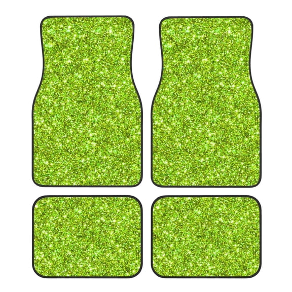 Vsdgher Lime green glitter Car Foot Mat Set of 4 Pieces Universal Floor Liner Car Accessories Fits Most Cars, Trucks, Vans, sedans, SUV
