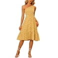 thumbnail image 2 of INSPIRE CHIC Women's One Shoulder Sleeveless Boho Summer Ruffle Hem Beach Floral Midi Dress Yellow M, 2 of 5