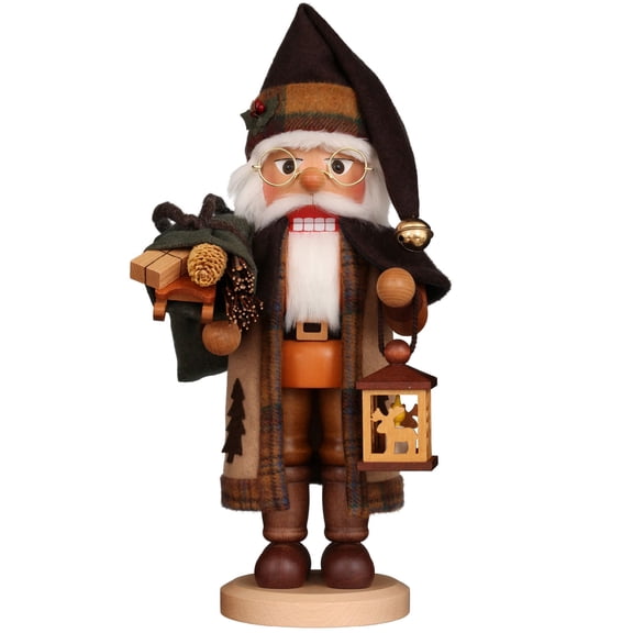 Alexander Taron 15” Natural Woodsy Santa with Lantern Christmas Handmade Wooden Nutcracker